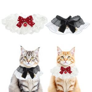 Breakaway Pet Lace Bib Collar Dress Up Accessories Small Red Black 2 Pcs
